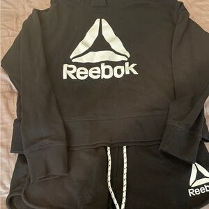 Reebok Black and White Logo Hoodie and Shorts